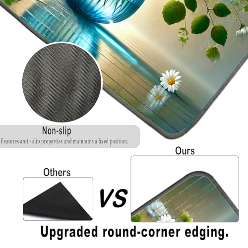 Nuxovilar Daisy Bouquet Dryer Cover for the Top, Non-slip Washer & Dryer Protector, 23.62"x19.68" Dust-proof Washing Machine Mat, Diatom Mud Polyester Top Pad for Laundry Room - color: YYE00283-B