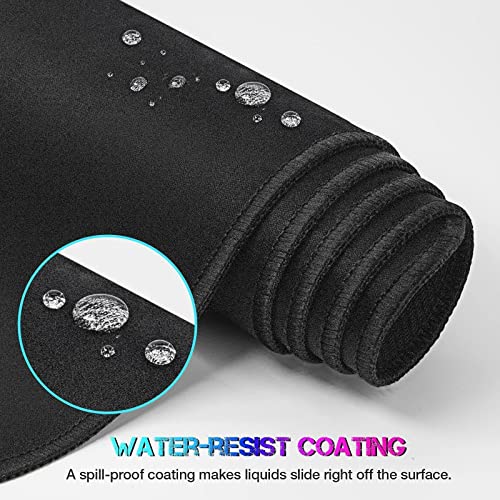 ETZ Large Gaming Mouse Pad,31.5 x 11.8 × 0.12 in with Stitched Edges,Extended Mousepad,Durable Non-Slip Natural Rubber Base,Washable Keyboard Pad,Desk Pad for Gamer,Office & Home,Black. - color: Black