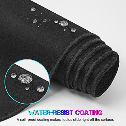 ETZ Large Gaming Mouse Pad,31.5 x 11.8 × 0.12 in with Stitched Edges,Extended Mousepad,Durable Non-Slip Natural Rubber Base,Washable Keyboard Pad,Desk Pad for Gamer,Office & Home,Black. - color: Black