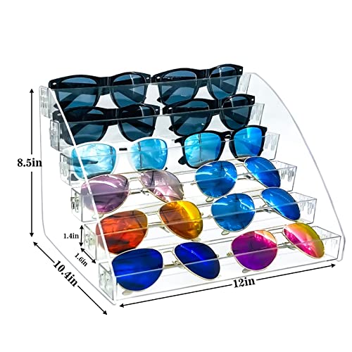 Sunglasses Organizer Clear Eyeglasses Display Case Sticker Display Tray For Glasses Tabletop Holder Stand (6 layer) - style: 6t