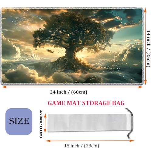 MTG Playmat, Smooth Surface Game Play Pad MTG TCG 24 x 14 inch with Storage Bag, Non-Slip Mouse Pad Card Fighting Game, Tree of Life - color: Tree Of Life