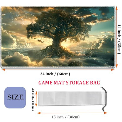 MTG Playmat, Smooth Surface Game Play Pad MTG TCG 24 x 14 inch with Storage Bag, Non-Slip Mouse Pad Card Fighting Game, Tree of Life - color: Tree Of Life