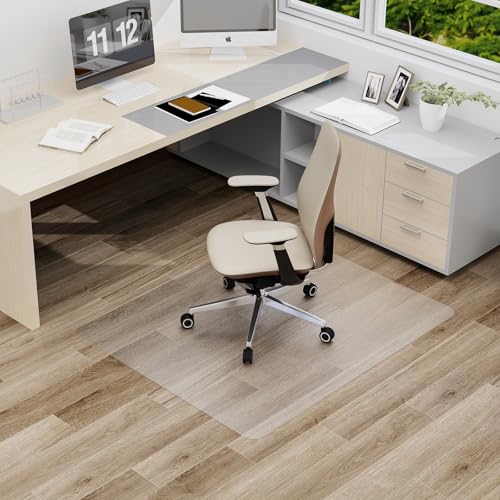Clear Office Chair Mat, 36"x48" No Slip Vinyl Desk Chair Mat for Hard Floors, 2mm Thick Heavy-Duty Computer Floor Mat, Waterproof Rolling Chair Floor Protector for Home Office - color: Clear（mat), size: 36"x48" for hard floors