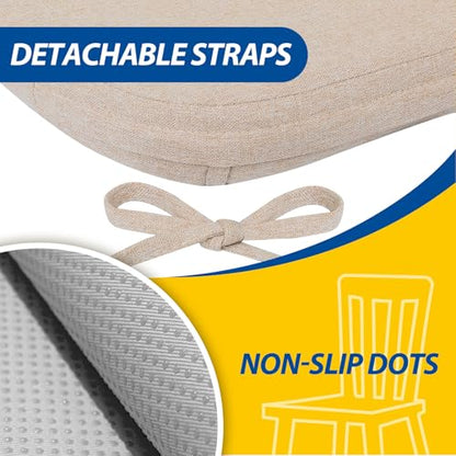 AAAAAcessories D-Shaped Chair Cushions, 2" Thick Dining Chair Pads with Ties and Removable, Machine-Washable Cover, 17" x 16", Oatmeal Beige - color: Oatmeal Beige, size: 1 Count(Pack of 1)