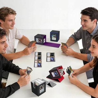 UAONO 4 Pack MTG Commander Deck Box, Independent Commander Display, Fits 400 Double-Sleeved Cards, Magnetic Deck Case for Magic the Gathering TCG, 8 Dividers & 4 Top Loaders (4 Color) - color: 4 Pack - 4 Colors