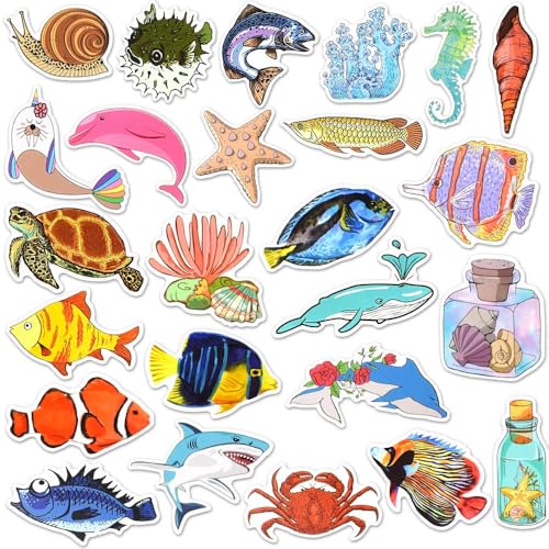 Ocean Stickers for Kids Summer Ocean Stickers for Water Bottles Laptop Vinyl Sticker(50 Pcs) - style: Ocean Stickers