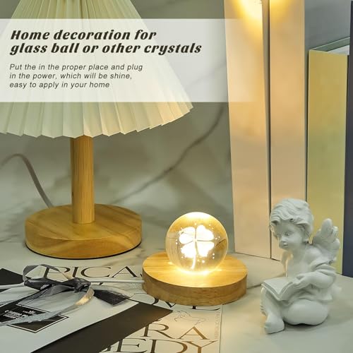Honoson 4 Pcs LED Light Base - Wooden LED Base for Crystal Wood Light Display for Glass Art Lighted Stand for 3D Glass Resin Art(Round) - style: Round