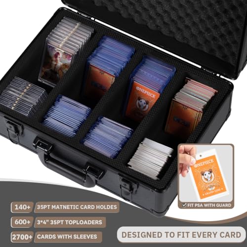 Card Storage Box Waterproof Card Case with Handle Portable Trading Card Case with Sponge Partition Graded Card Storage Case Organizer Fits CSG, BGS, CGC, SGC,PSA (L) - size: L