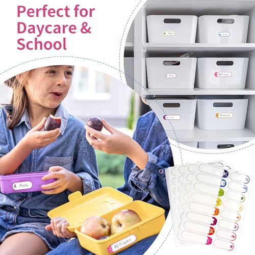 480 Pcs Labels for Kids Stuff Daycare, Waterproof Baby Name Label, Washable Bottle Labels, Reusable Self-Adhesive Tag Stickers for School Essentials, Self-Laminating Write-on - style: Animal