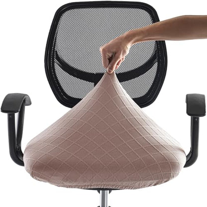 Stretch Jacquard Office Chair Cover, Removable Washable Desk Chair Cover, Anti-dust Seat Cushion Protectors - Camel - color: Camel, size: Chair Seat Cover