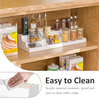 Sezanrpt Expandable Spice Rack Cabinet Organizer 3 Tier, White Kitchen Counter Display Shelf, Seasoning Organizer for Cabinet, Moisture Resistant - size: 3 Tier