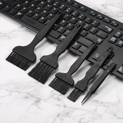 PATIKIL ESD Brush, 3Pcs Electronic Cleaning Brush Set with Tweezers Anti Static Cleaning Tools Plastic Flat Nylon for PCB Computer Keyboard Camera 3D Printers, 25x62mm Bristles