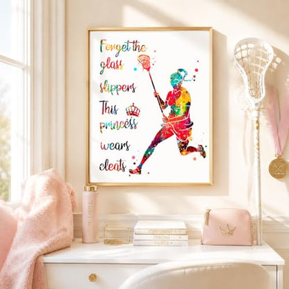 Inspirational Watercolor Lacrosse Girl Athlete with Empowering Quote Art Print for Girl's Bedroom Empowerment, Locker Team Spirit, Young Laxer Surprises, Aspiring Midfielder Tokens, Team Captain Honors, Coach Appreciation, Birthday Gifts - 8x10 Unframed P