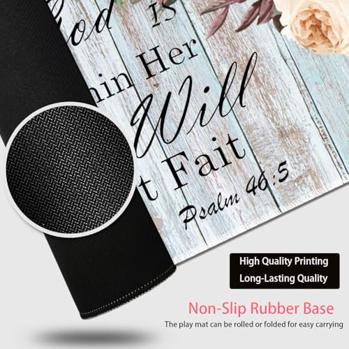 Large Gaming Mouse Pad + Mouse Wrist Rest Pad + Coaster Combination, 31.5 "x 11.8" Durable Non-Slip Extension Table Mat, Suitable for Office and Home, Bible Flower Psalm 46-5 - color: Bible Flower Psalm 46-5