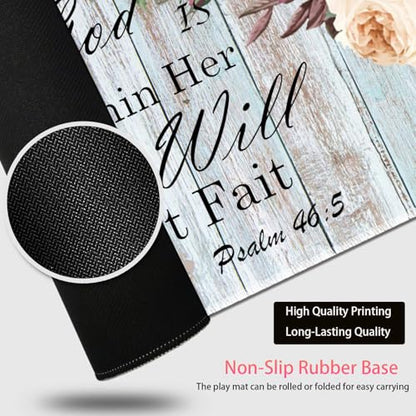 Large Gaming Mouse Pad + Mouse Wrist Rest Pad + Coaster Combination, 31.5 "x 11.8" Durable Non-Slip Extension Table Mat, Suitable for Office and Home, Bible Flower Psalm 46-5 - color: Bible Flower Psalm 46-5