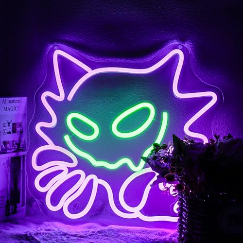 Neon Sign, Anime Neon Signs for Wall Decor LED Light up Signs Home Decor for Bedroom, Man Cave, Gaming Room, Party, Club, Pub, Bar Decoration Christmas Halloween Easter Gift USB Operated - color: Ghost