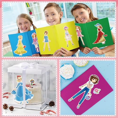 Stickers for Kids, 24 Sheets Dress Up Stickers for Girls, Make Your Own Fairy Princess Sticker, Birthday Party Favor, Classroom Rewards, Art Craft - style: Dress Up