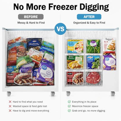 iSPECLE Freezer Organizer Bins - 4 Pack Adjustable Width for 5 to 7 Cu.Ft Chest Freezers, Stackable Wire Storage Baskets for Deep Freezer Organization, Assembly Required, White - style: 4 Pcs-14.8"-White