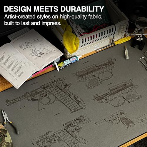 MPCO. Original Large Gaming Desk Mat – 36" x 17" Aeroglyde Blueprints Pistol 38 – Green Full Desk Mouse Pad for Smooth Precision – Non-Slip, Washable Extra-Large PC Mouse Pad for Gaming Sessions - color: Aeroglyde Pistol 38 – Green