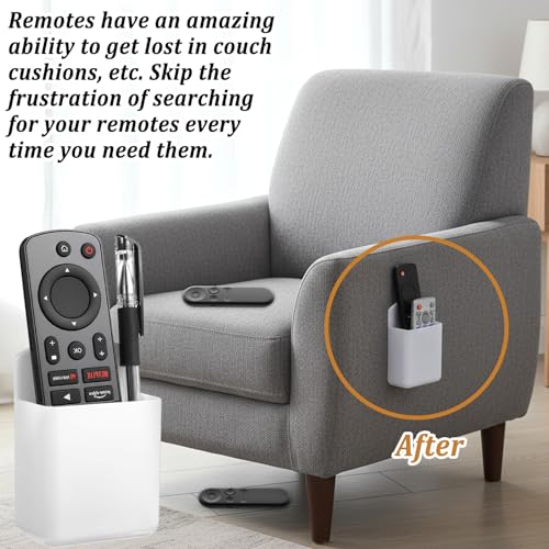 12pcs Wall Mount Remote Control Holder Organizer with Strong Adhesive Tape, ABS Plastic Storage Box for TV Remotes, Pens, Keys, Toothbrushes, Makeup Brushes, White Color