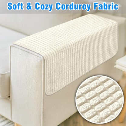 Couch Arm Covers, Sofa Arm Covers, Waterproof Armrest Cover for Sofa, Armchair, Loveseat, Headrest Cover, Non-Slip Recliner Arm Cover, Arm Chair Covers Set of 2 (Beige, 19"×19") - color: Beige, size: 19" x 19" - 2 pcs