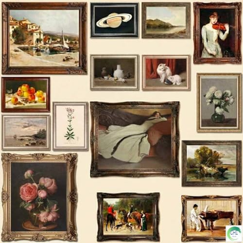 LANCHI95 15PCS Vintage Wall Art Decor– Moody Gallery Art Prints, Eclectic French Country Vintage Posters for Bedroom, Living Room, Office, Rustic Cottagecore Aesthetic (UNFRAMED) (Vintage 12) - color: Vintage 12