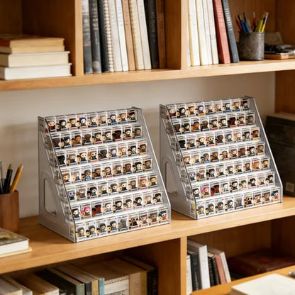 2 Pack 7 Layers Clear Display Shelf for Funko Pop Clear Acrylic Display Case for Miniature Mini Action Storage Mini Collectible Toys Display Shelf for Bitty Pop Compatible with Bitty Pops Funko(Gray)