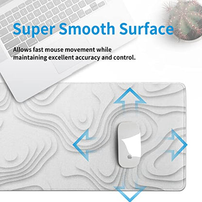 Solid Geometry Large Gaming Mouse Pad White Mouse Pad Gaming Big Desk Pad Desk Mat with Stitched Edge 31.5''x11.8'' Computer Mousepad Waterproof Desk Protector - color: Solid Geometry