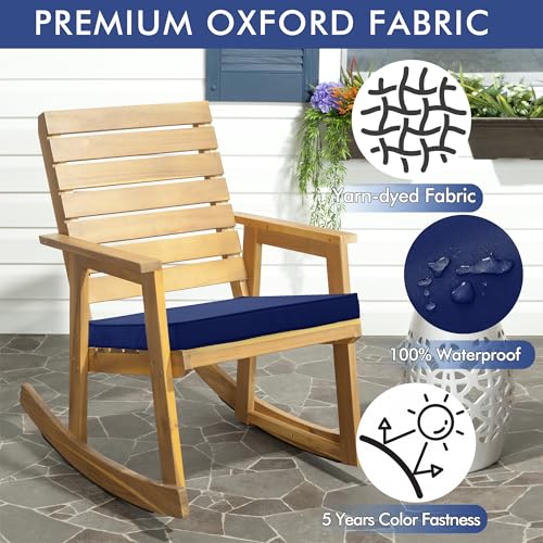 Outdoor Chair Cushions 16 x 17 Inch Water Resistant Patio Chair Cushions with Tie 3 Year Color Fastness Thick Outdoor Seat Cushion for Garden Lawn Patio Furniture Navy Set of 2 - color: Navy, size: 17*16*2 Inch (Square)