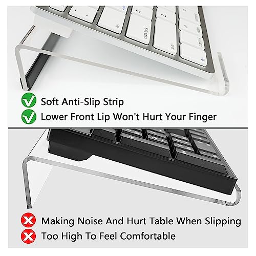 Egchi Small Computer Keyboard Stand, 11.8 x 5.1 Inch- Keyboard Tray for 78 Keys Keyboard, Acrylic Keyboard Riser Lift for Desk, keyboard Holder for Mini Computer Keyboard & Apple Magic Keyboard -Clear - color: Clear 11.8in L* 5.1in W* 1.3in H