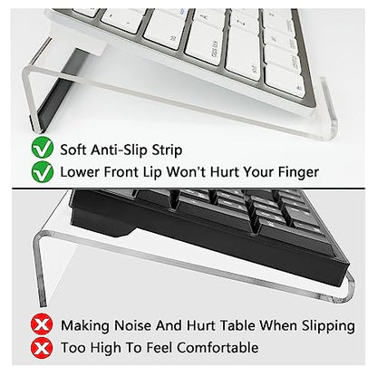 Egchi Small Computer Keyboard Stand, 11.8 x 5.1 Inch- Keyboard Tray for 78 Keys Keyboard, Acrylic Keyboard Riser Lift for Desk, keyboard Holder for Mini Computer Keyboard & Apple Magic Keyboard -Clear - color: Clear 11.8in L* 5.1in W* 1.3in H