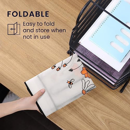 kwmobile Computer Monitor Cover Compatible with 20-22" monitor - Bees and Flowers Black/Orange/White