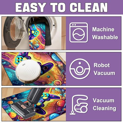 Game Area Rug Teen Boys Carpet, 3D Gaming Rugs Gamepad Controller Mat for Boys Girls Bedroom Playroom, Non-Slip Scrawl Style Gamer Rugs Children Gaming Area Rug (70" x 55") - color: Scrawl Style 1, size: 4'7" x 5'10" (Rectangular)