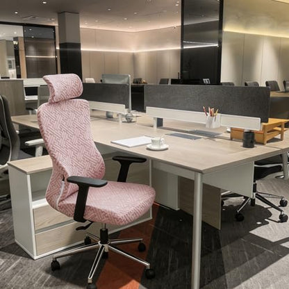 Pink Ergonomic Office Chair Covers Set with Headrest Cover Jacquard 2 Pieces Stretch Desk Computer Office Chair and Headrest Slipcovers Washable - color: Jacquard T-pink, size: Chair and Headrest Covers