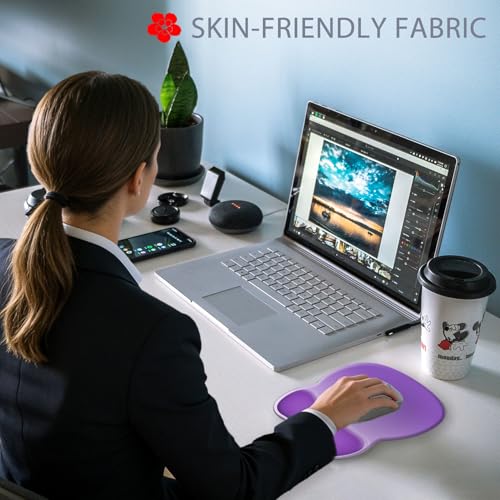 Ergonomic Mouse Pad with Wrist Rest, Comfortable Gel Concave Mouse Pad with Non-Slip Base, Pain Relief Mouse Pads with Smooth Wrist Support for Office & Home (Gradient Purple) - color: Gradient Purple