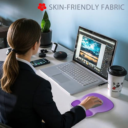Ergonomic Mouse Pad with Wrist Rest, Comfortable Gel Concave Mouse Pad with Non-Slip Base, Pain Relief Mouse Pads with Smooth Wrist Support for Office & Home (Gradient Purple) - color: Gradient Purple