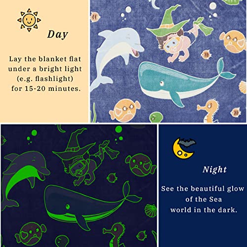Gitrat Fleece Blanket Throw Blue Toddler Boy Blankets Soft Plush Throw Blankets for Kids 50"x60" - color: Blue Ocean, size: Throw Size 50" x 60"(130 x 150 cm)