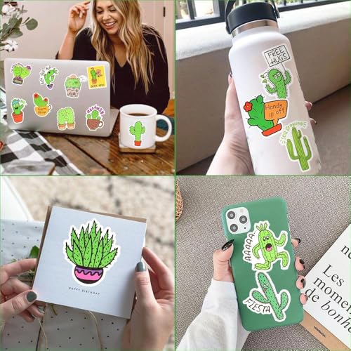 Cactus Stickers, 50Pcs Cute Plant Waterproof Vinyl Stickers for Water Bottles, Laptop, Journals, Scrapbooks, Desert Aesthetic Gifts - style: Cactus Stickers