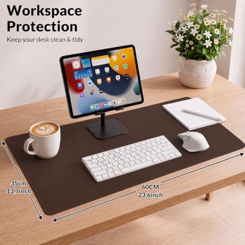 AFIING Cork Desk Mat, Coffee, 23.6" x 13.7",Desk Pad Protector | Dual-Sided & PU Leather, Waterproof, Non-Slip for Mouse Pad, Writing, Home Office& Laptop - color: Coffee, size: 23.6" x 13.7"