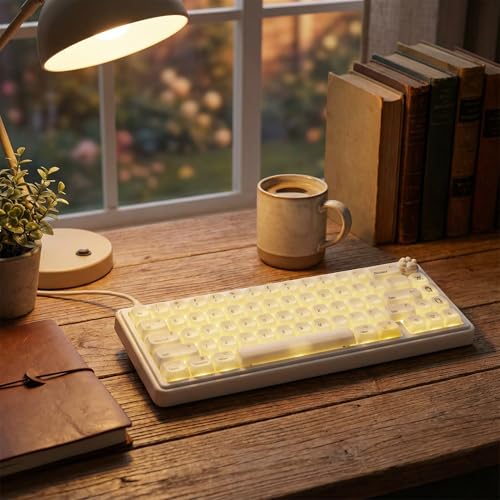 Tsungup MOA Keycaps,136 Keys Cute Ceramic Textured Custom Keycaps 60 75 Percent, Minimalist White Mac Keycap Set Key Caps Keyboard for Cherry Gateron MX Swithes Mechanical Keyboards(Translucent White) - color: White