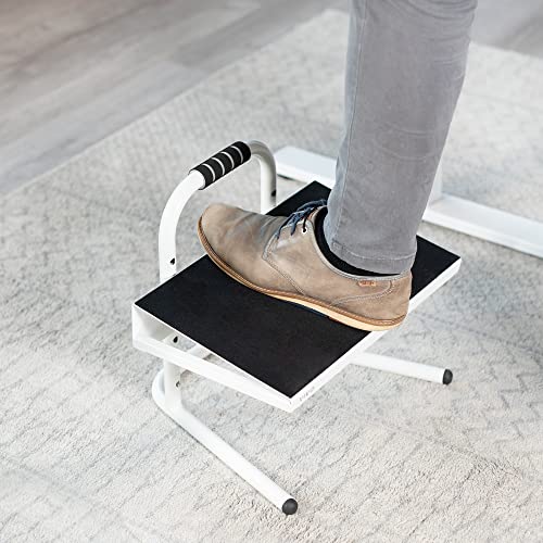 VIVO Ergonomic Height Adjustable Foot Rest Relief Platform, Elevated Stool for Comfortable Sit to Stand Workstation, Non-Slip Surface, Portable, Home Office Classroom Use, White, STAND-FT01W - color: White