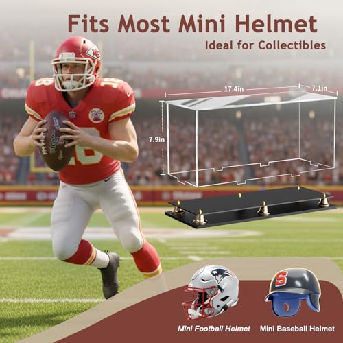 Double Mini Helmet Display Case - size: 17.4 x 7.1 x 7.9 inch