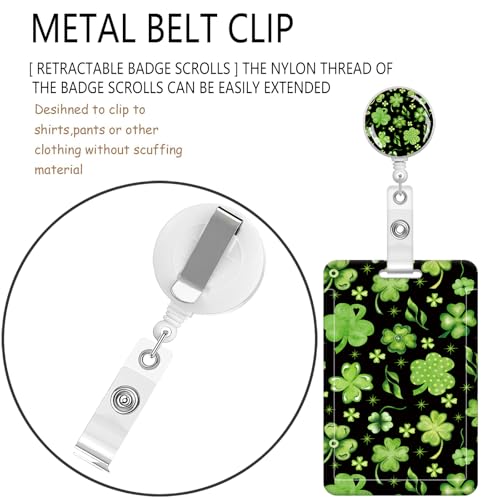 ID Badge Holder with Lanyard Fashionable ID Card Holders with Retractable Lanyards Soft Fiber Metal Clip Sturdy Buckle for Key Wallet Work Nurse Teacher (Green Leaves) - color: Green Leaves