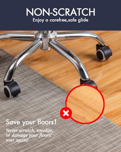 BARoyal Office Chair Mat for Hardwood Floor Under Desk Computer Rolling Chair Mat for Wood/Tile Floor Non-Slip Heavy Duty Desk Rug PVC Plastic Hard Floor Protector 46"x 60" (Soapstone) - color: Soapstone, size: 46" x 60"