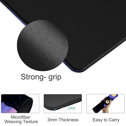 Black Cat Under Purple Starry Night Gaming Mouse Pad Large Desk Mat Extended Keyboard Anime Mousepad with Non-Slip Base and Stitched Edge for Desk Home Office Gaming,31.5 x 11.8 Inch - color: Black Cat under Purple Starry Night, size: 11.8*31.5inch