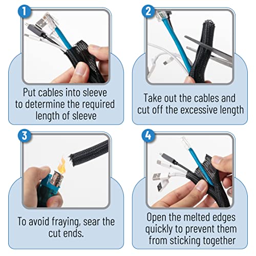 Bates 1/2 inch 10ft Long Cable Management Sleeve - Split Sleeve Wire Wrap, Secure Cord Protection