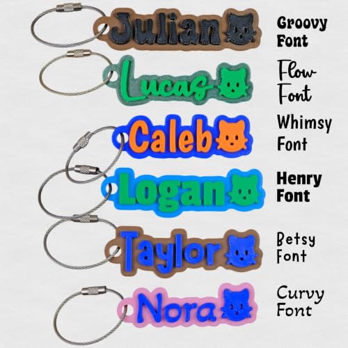 SuperFineDeesigns Bag and Water Bottle Name Tag with Cable – Custom Durable 3D Printed Name Tag Backpack & Sports Bottles - style: Cat