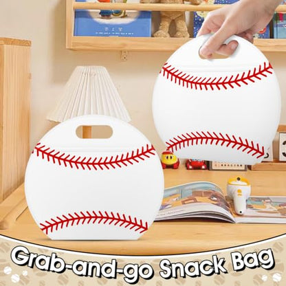 AKAIXI 24pcs 3.5Mil Thickened Baseball Snack Bags Reusable Sealed Treat Bag | with Handle Stand-up Baseball Goodie Bags for Baseball Mom Coach Team Game Day Training Supplies & Party Favor Birthday Gift - color: Baseball