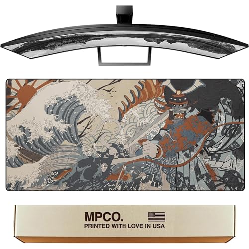 MPCO. Original Large Gaming Desk Mat – 36" x 17" Duraglyde Masterpiece Shogun Full Desk Mouse Pad for Smooth Precision – Non-Slip, Washable Extra-Large PC Mouse Pad for Gaming Sessions - color: DuraGlyde Shogun