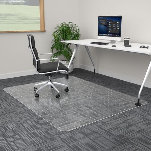 100pointONE Extra Large Office Chair Mat for Carpet, 46" x 60" Clear Desk Chair Mat for Low Pile Carpeted Floors- Easy Glide Plastic Floor Mat for Office Chair on Carpet - color: Low-pile Mat, size: 46" x 60" Rectangular